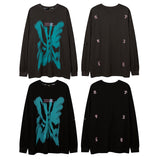 Men Long Sleeve Shirt Yabi Style Graffiti T Shirt Men and Women Couple Long Grapefruit