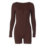 Women Jumpsuit Autumn Fashion U-Neck Long-Sleeved Jumpsuit
