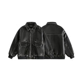 Unisex Jacket Winter Vintage Washed Leather Cotton Jacket