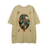 Men T Shirt Printed Short Sleeve Men's and Women's Loose Vintaget T-shirt