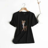 Women T-shirt Casual round Neck Short Sleeves T-shirt Blouse
