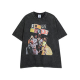 Men T Shirt Hip Hop Vintage Print Short Sleeves T-shirt Men and Women Loose