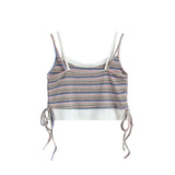 Women Vest Color Striped Vest Girls Summer Casual Short Sling