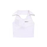 Women Vest Lapel Sleeveless Vest Short Girls' Summer Top