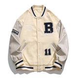 Varsity Jacket Vintage Embroidered Baseball Uniform Men's and Women's Baggy Coat Men's Color Matching Couple Jacket