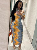 Women Dresses Tight Dress Hip Skirt Printed Dress Women