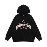 Men Hoodie Five-Pointed Star Letter Foam Printed Hoodie