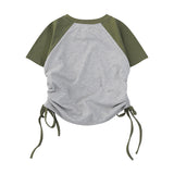 Women T-shirt Short T-shirt Girls Summer round Neck Short Sleeve
