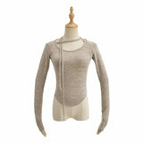 Women T-Shirt round Neck Streamer Long Sleeve T-shirt Women's Autumn Top