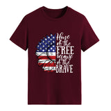 Women Independence Day T Shirt round Neck Loose Printed Short Sleeve T-shirt