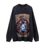 Men Long Sleeve Shirt Vintage Graffiti Long Sleeve Vintage Bottoming T-shirt for Men and Women