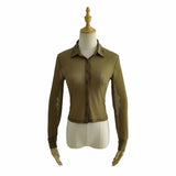 Women T-Shirt Long Sleeve Shirt Women Solid Color Cardigan Top