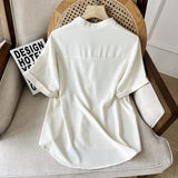Women T-shirt Lightly Mature Curling V-neck Shirt