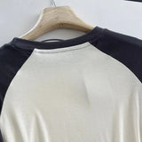 Women T-Shirt Long Sleeve T-shirt Female Contrast Color Slim Fit Autumn Winter Coat