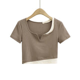 Women T-Shirt Short-Sleeved T-shirt Women's Summer V-neck Base Top