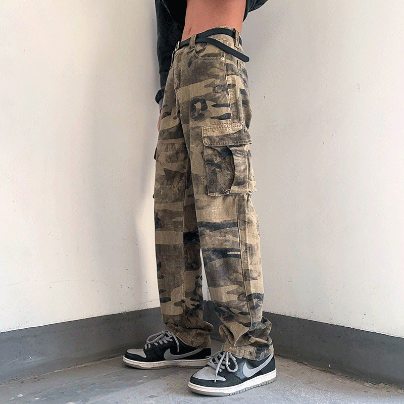 Men Sweatpants Hiphop Workwear Pants Men's Loose Straight Vintag Casual