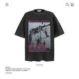 American vintage street T-shirt men's loose spring and summer half-sleeved shirt
