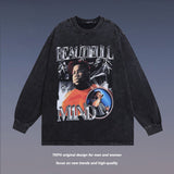 Men Long Sleeve Shirt Hiphop Vintage Long Sleeve T-shirt Men and Women Versatile Loose-Fitting Underwear