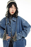 Unisex Jacket Autumn Removable Double Front Piece Denim