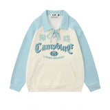 Men Hoodie Contrast Color Long Sleeves Polo Shirt Men's Loose Lapels Sweater