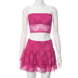 Woman Dresses Sexy Lace Stitching Solid Color Skirt Outfit
