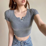 Women T-shirt Summer round Neck Short Sleeves Slim Fit Women T-shirt