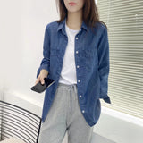 Women T-shirt Denim Shirt Spring/Summer Loose Top Coat