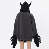 Men Hoodie Masked Bat Hooded Cardigan Sweater Letter Towel Embroidery Coat