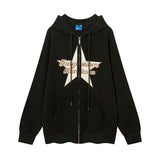 Men Hoodie Winter Hooded Jacket Men's Vibe Paste Cloth Embroidery Five-Pointed Star