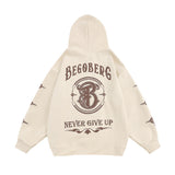 Men Hoodie Puff Print Cross Letter Hooded Sweater