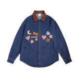 Men Long Sleeved T Shirt XINGX Embroidered Denim Shirt Men Fashion Brands Loose Pockets Long Sleeve Shirt Coat