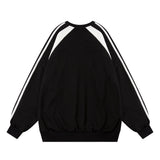 Men Hoodie Spring and Autumn Loose Sweater Men's Casual Raglan Sleeve Patchwork Stripes