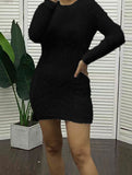 Women Dresses Long Sleeve Short Slim Fit Base Narrow Jumpsuit Skirt