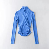 Women T-Shirt Large V-neck Long-Sleeved Top T-shirt Bottoming Shirt