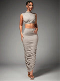 Women Co-Ord Set Women's Slim Fit Pleated Elegant Dress Suit