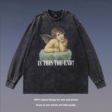 Men Long Sleeve Shirt Printed Distressed Long Sleeve T-shirt Men and Women Vintage