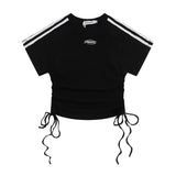 Women T-shirt Short-Sleeved T-shirt Summer Color Matching Bare Midriff Slim Fit O-neck Short