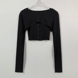 Women Long Sleeve Shirt Short Top Camisole