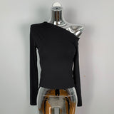 Women Long Sleeve Shirt Diagonal Collar Long Sleeve Spring and Autumn