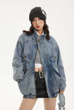 Unisex Jacket Autumn Heavy Washing Stitching Denim Women's Wear