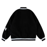 Men Cotton Padded Jacket Coat Winter Loose Letter Embroidery Cotton Casual Long-Sleeved Jacket Baseball Uniform
