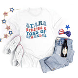 National Flag Day T Shirts Summer round Neck T-shirt Women's Short Sleeve Independence Day Women