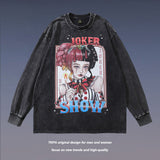 Men Long Sleeve Shirt Distressed Long Sleeve T-shirt Men and Women Oversize Casual Couple