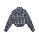 Women Long Sleeve Shirt Short Plaid Shirt Female Long Sleeve Shirt
