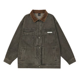 Men Denim Jacket Washed Distressed Denim Clothing Men Vibe Lapel Jacket