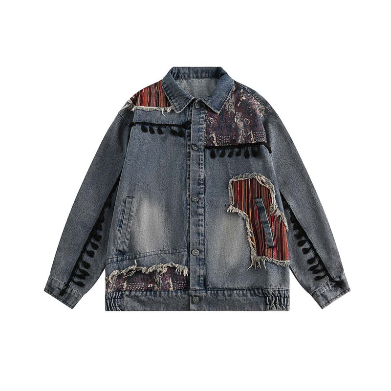 Unisex Jacket Fall Tassel Denim Jacket Women's Clothing