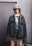 Unisex Jacket Autumn Washed Gradient Denim Coat for Women