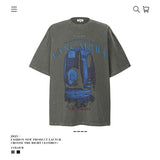 American vintage street T-shirt pure cotton retro men's and women's summer loose half sleeves