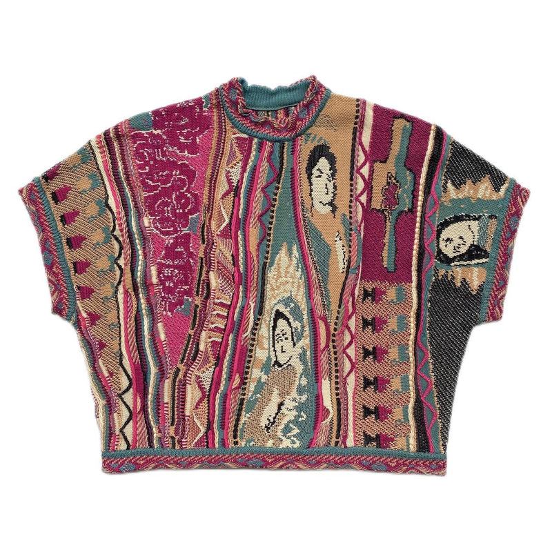 Kapital T Shirt Pingtian Hehong Vintage Knitted Sweater Pullover Loose Short Sleeve Vest