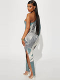 Women Dresses Autumn Fashion Sleeve Sexy Sheath Print Dress Women